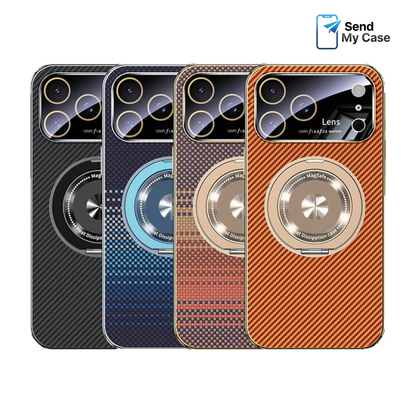 iPhone 17 Pro Max MagSafe 360 Rotating Stand Case With Kevlar-Style Texture