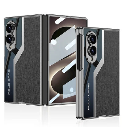 Galaxy Z Fold 8 Wide New Luxury Leather Plating Screen Glass Lens Protect Cover