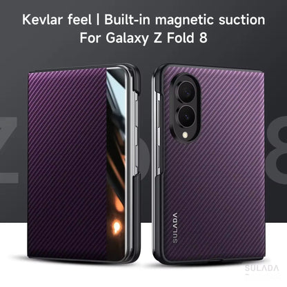 Magnetic Kevlar Feel Carbon Fiber Leather Case For Galaxy Z Fold 8