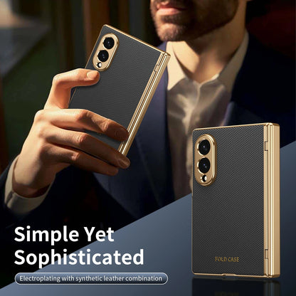 Leather Golden Border Phone Case with Steel Film for Samsung Galaxy Z Fold 8