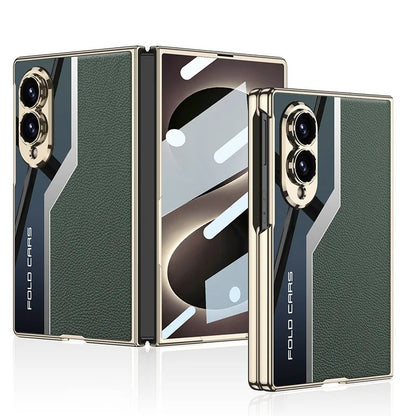 Galaxy Z Fold 8 Wide New Luxury Leather Plating Screen Glass Lens Protect Cover