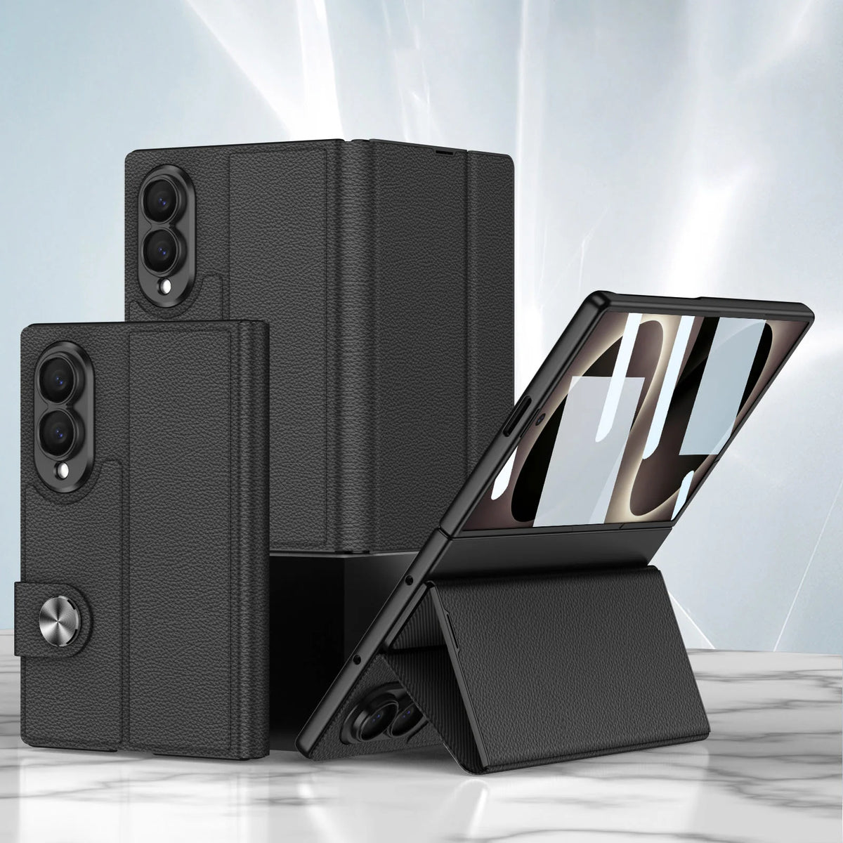Galaxy Z Fold 8 Luxury Leather Kickstand Case