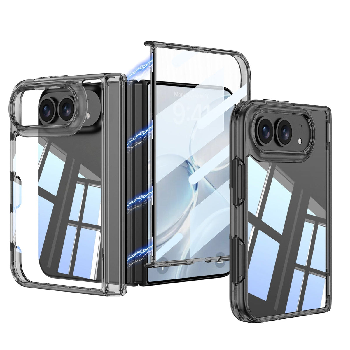 iPhone Duo Hinge Protection Case – Clear Cover with Screen Protector