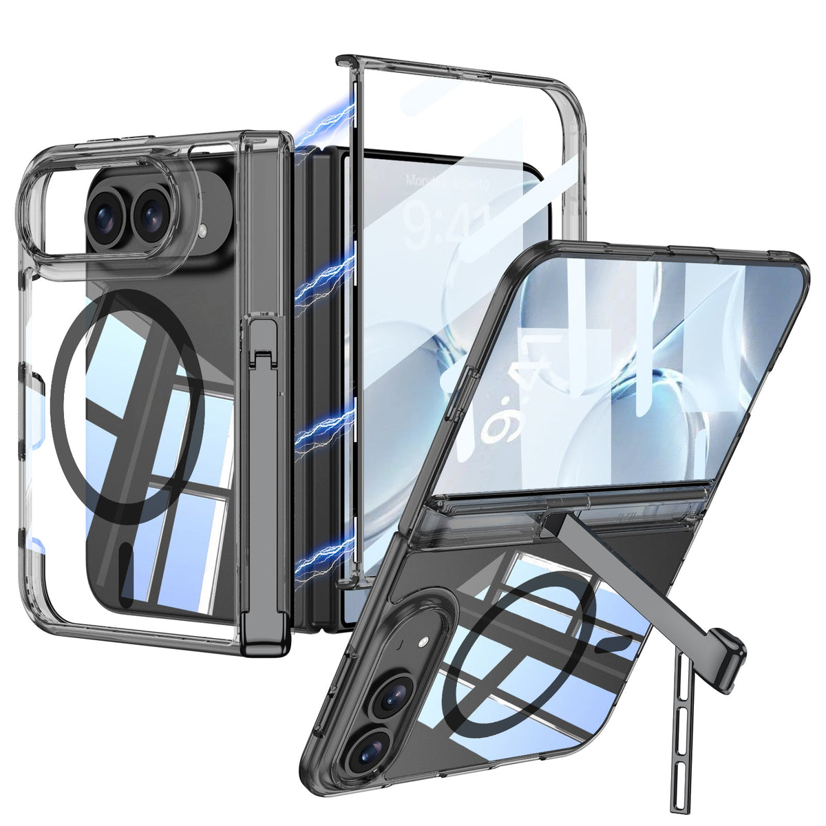 iPhone Duo Kickstand Case – Tri-Fold Stand with Clear Shell