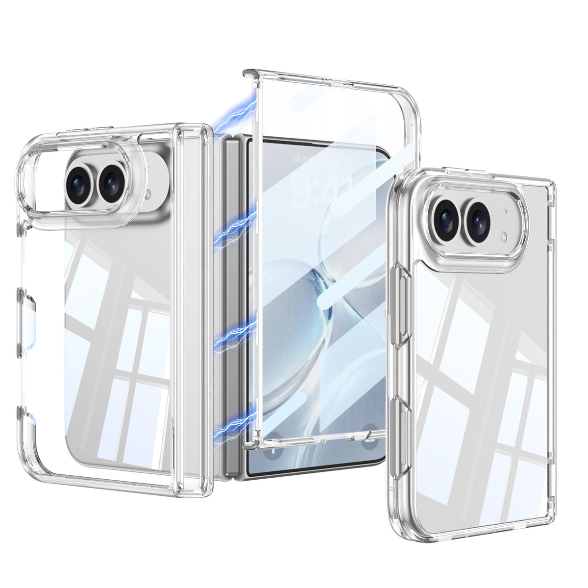iPhone Duo Hinge Protection Case – Clear Cover with Screen Protector
