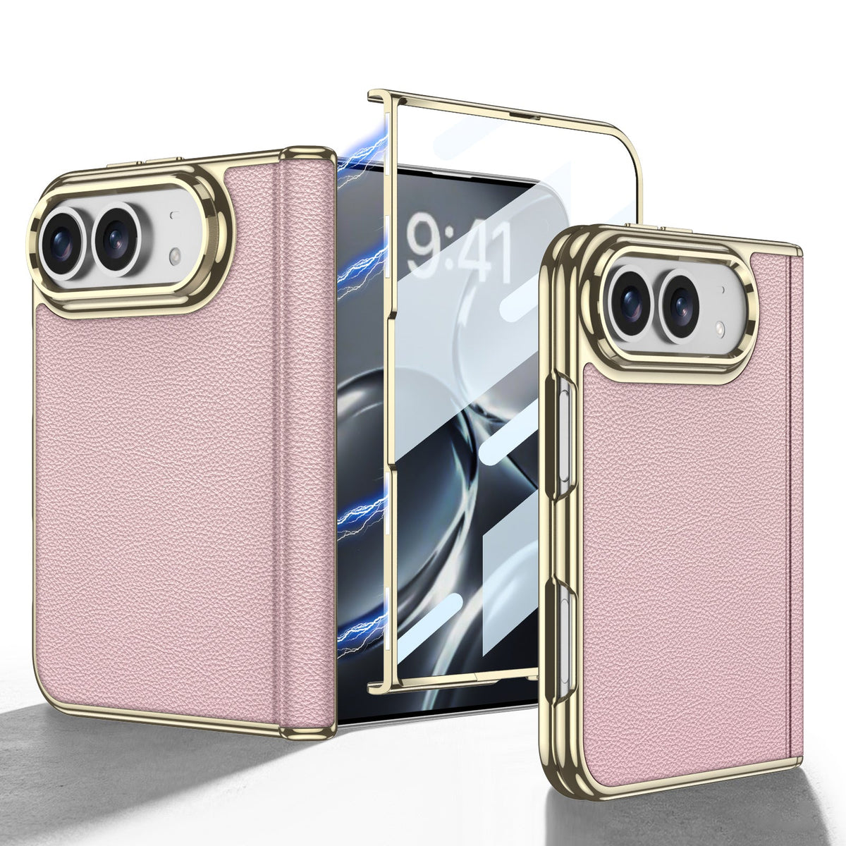 iPhone Duo Leather Case – Gold-Plated Finish with Screen Protector