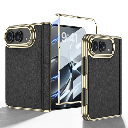 iPhone Duo Leather Case – Gold-Plated Finish with Screen Protector