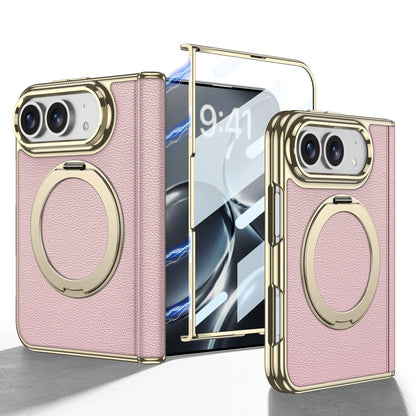 iPhone Duo Kickstand Case – Gold-Plated Leather with Magnetic Stand