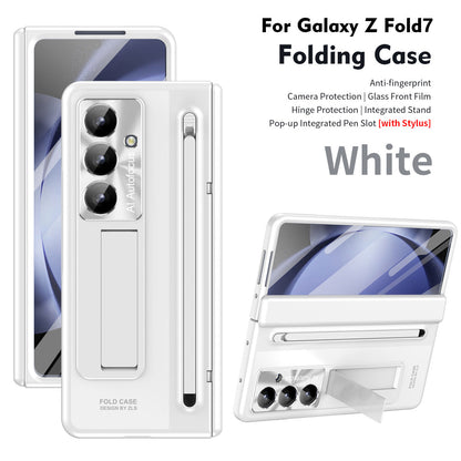 Armor Electroplated Phone Case With Pen Tray & Stylus & Glass Film For Galaxy Z Fold 8