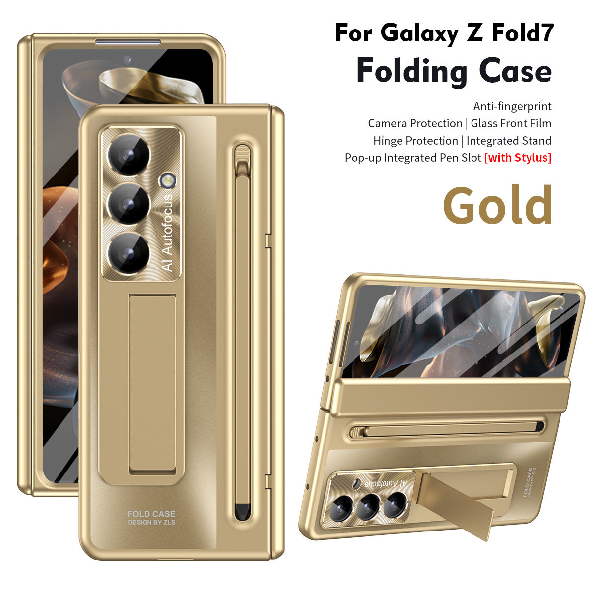 Armor Electroplated Phone Case With Pen Tray & Stylus & Glass Film For Galaxy Z Fold 8