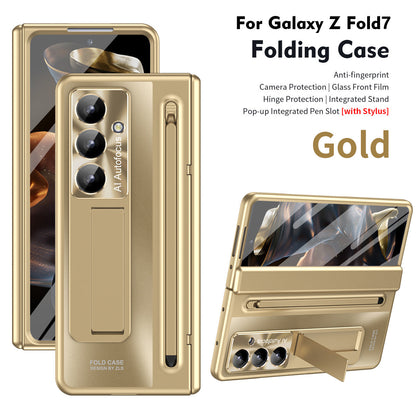 Armor Electroplated Phone Case With Pen Tray & Stylus & Glass Film For Galaxy Z Fold 8