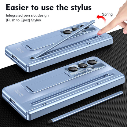 Armor Electroplated Phone Case With Pen Tray & Stylus & Glass Film For Galaxy Z Fold 8