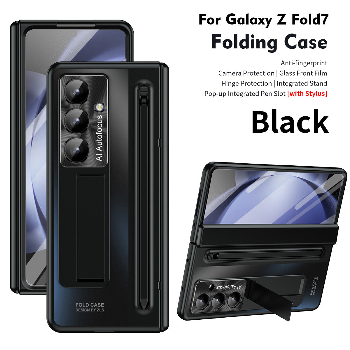 Armor Electroplated Phone Case With Pen Tray & Stylus & Glass Film For Galaxy Z Fold 8