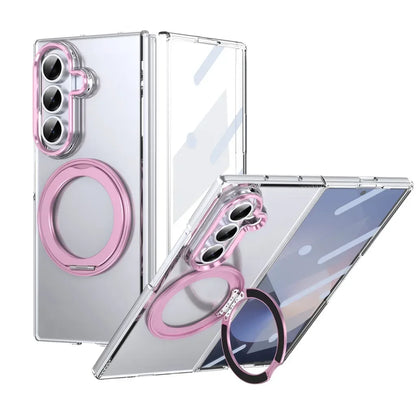Galaxy Z Fold Clear Magnetic Ring Kickstand Case