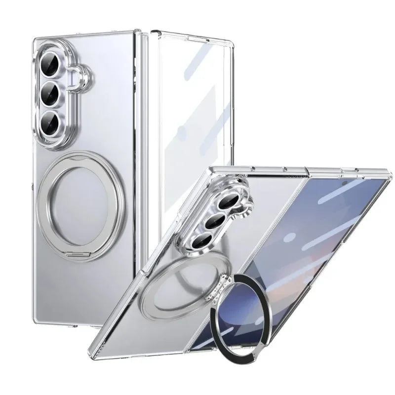 Galaxy Z Fold Clear Magnetic Ring Kickstand Case
