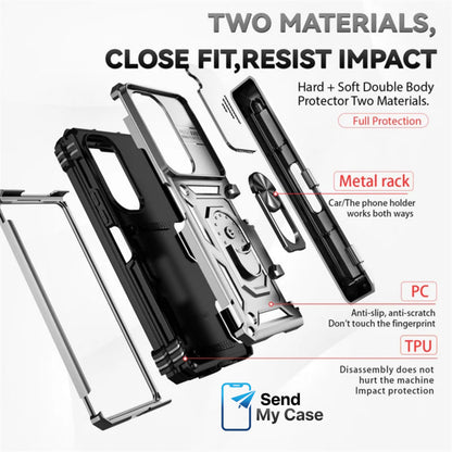 Galaxy Z Fold Rugged Armor Kickstand Case with Camera Cover