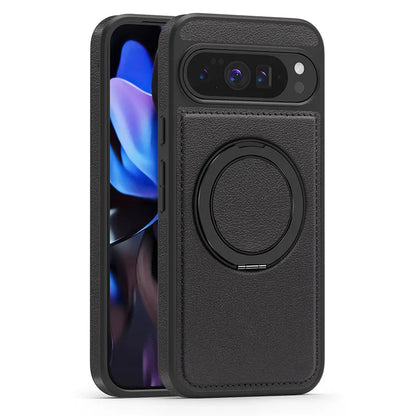 Google Pixel 10 Pro XL Leather Magnetic Ring Stand Case