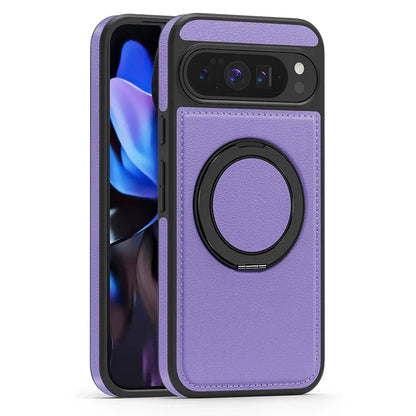 Google Pixel 10 Pro XL Leather Magnetic Ring Stand Case
