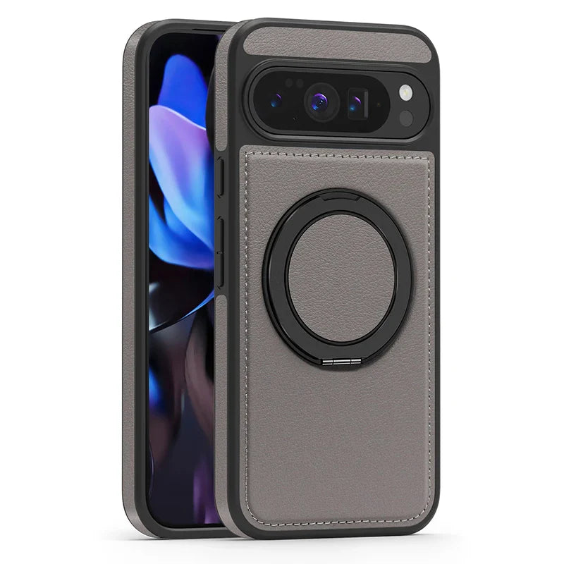 Google Pixel 10 Pro XL Leather Magnetic Ring Stand Case
