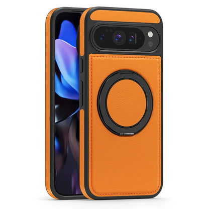Google Pixel 10 Pro XL Leather Magnetic Ring Stand Case