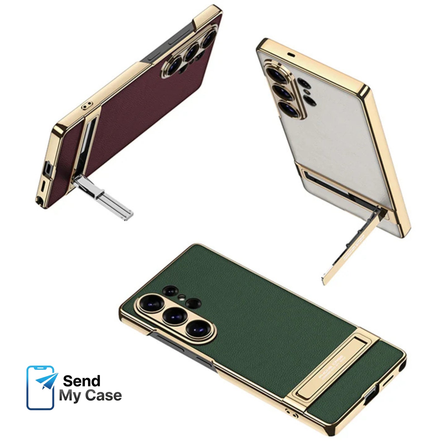 Samsung Galaxy S26 Ultra Leather Kickstand Case – Luxury Slim Stand Cover