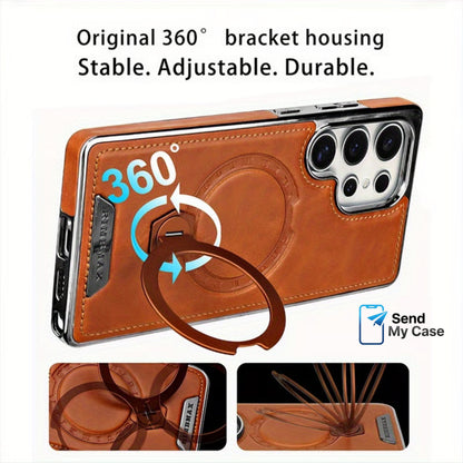 Samsung Galaxy S26 Ultra MagSafe Leather Case with 360° Kickstand