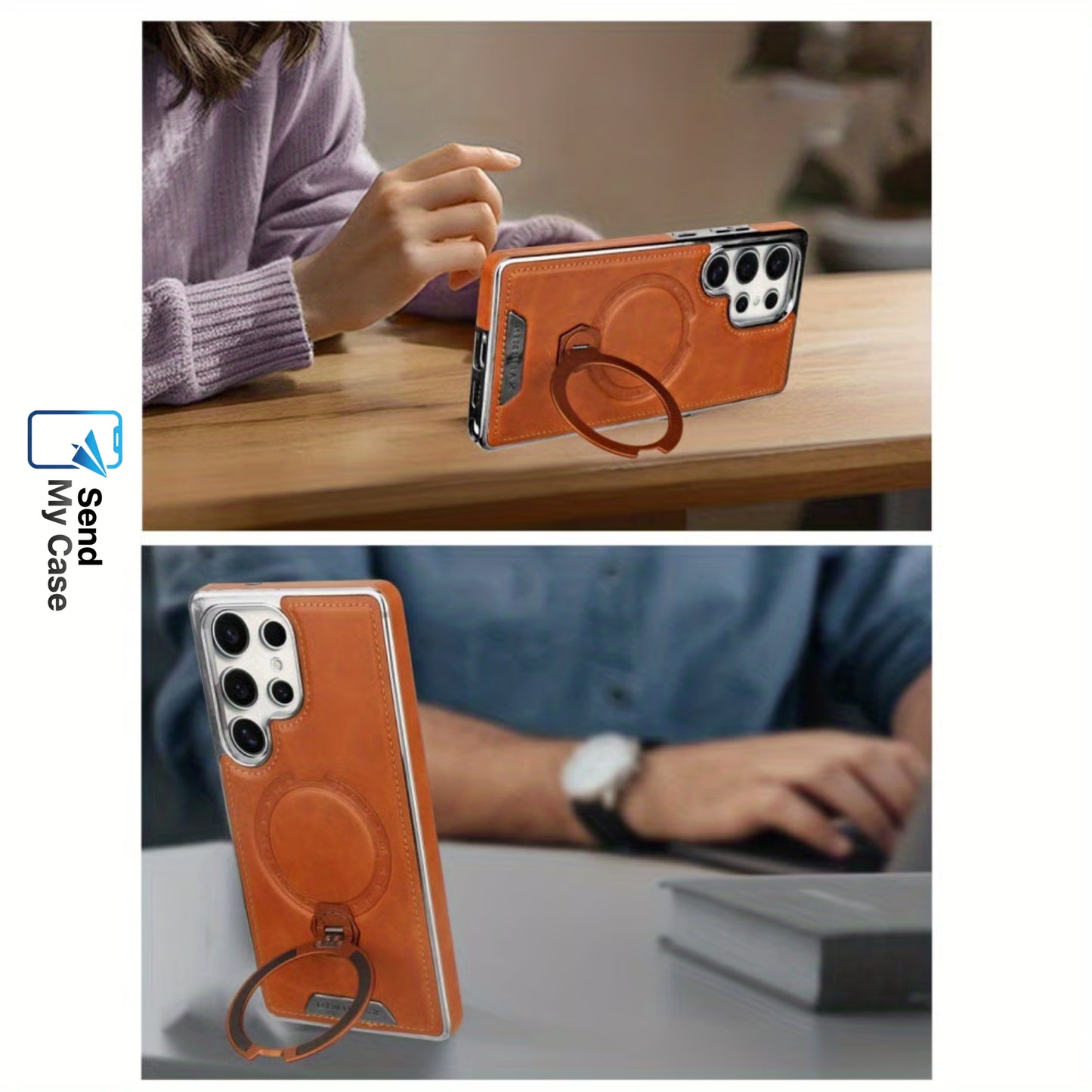 Samsung Galaxy S26 Ultra MagSafe Leather Case with 360° Kickstand