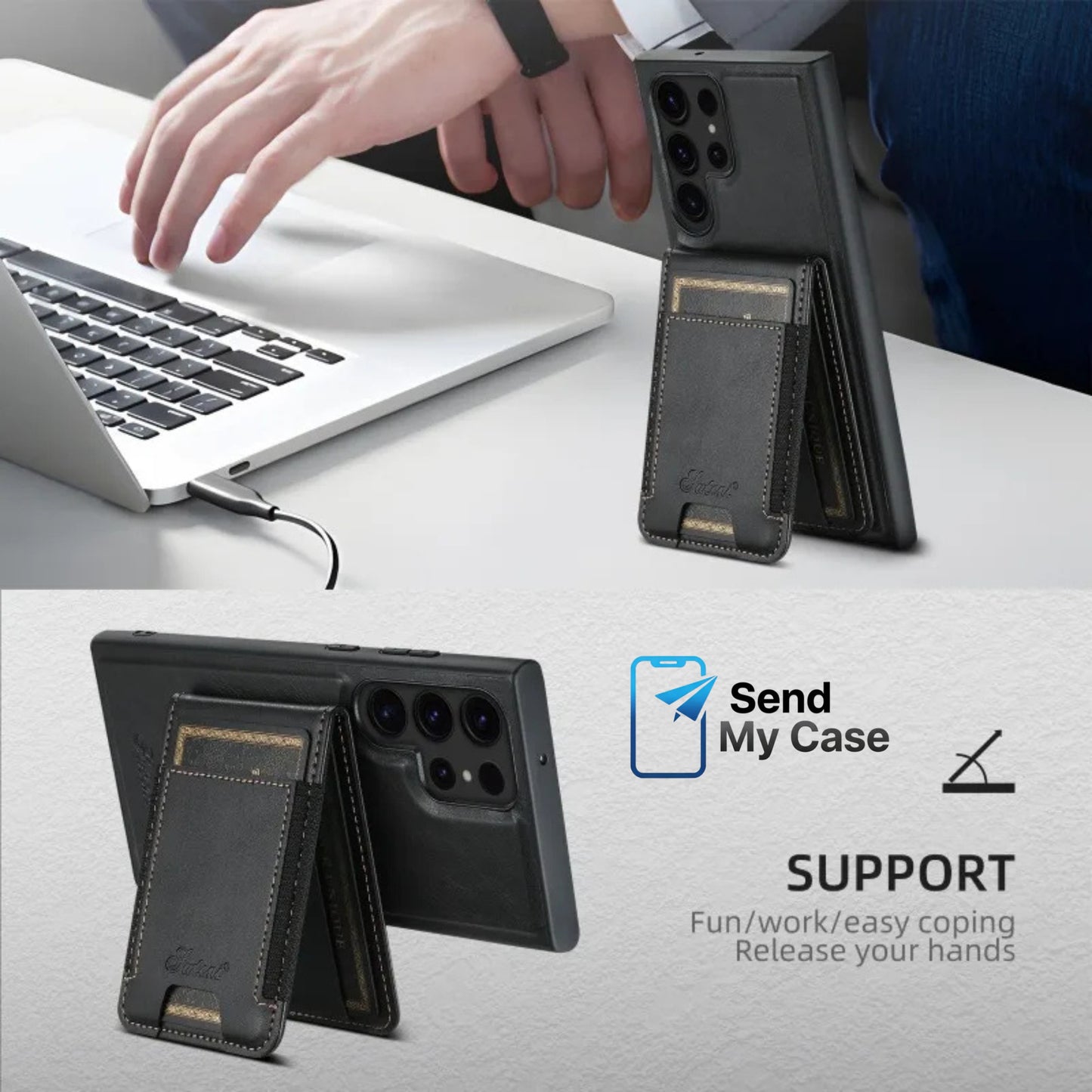 Samsung Galaxy S26 Ultra MagSafe Leather Wallet Case with Magnetic Card Holder
