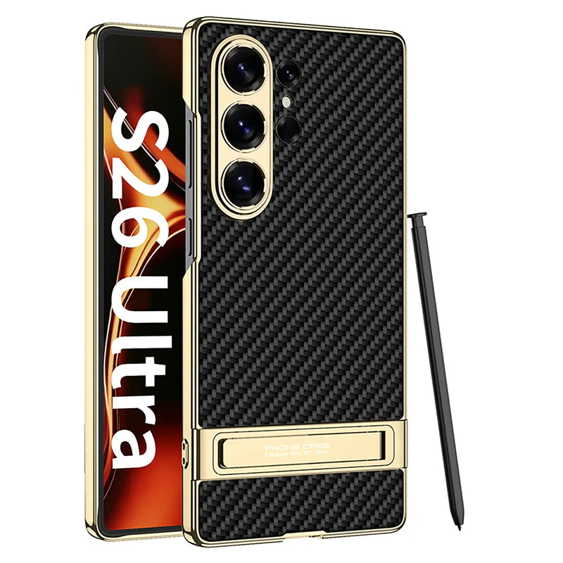 Samsung Galaxy S26 Ultra Leather Kickstand Case – Luxury Slim Stand Cover