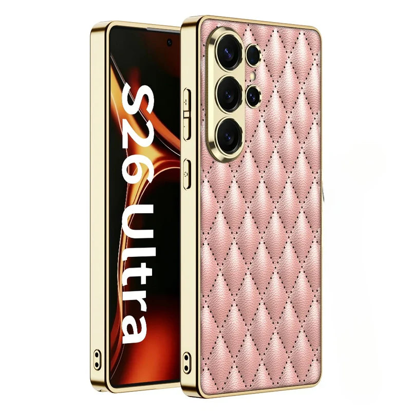 Samsung Galaxy S26 Ultra Leather Luxury Case – Slim Quilted Protective Cover