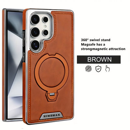 Samsung Galaxy S26 Ultra MagSafe Leather Case with 360° Kickstand