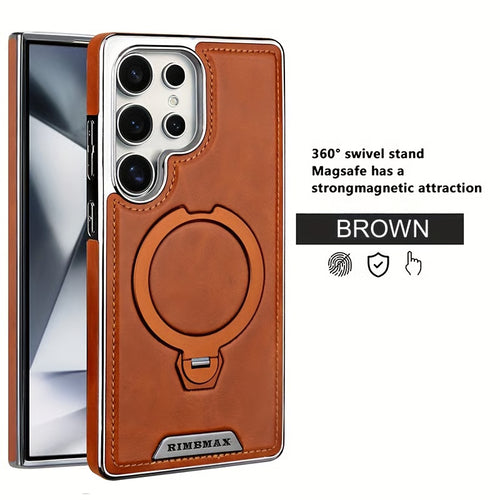 Samsung Galaxy S26 Ultra MagSafe Leather Case with 360° Kickstand