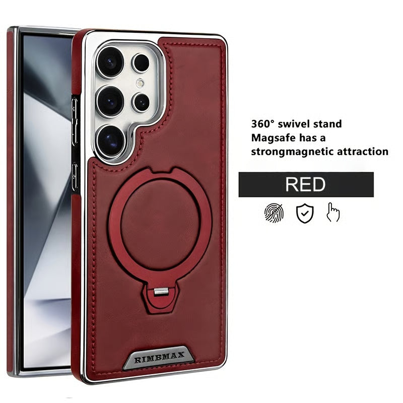 Samsung Galaxy S26 Ultra MagSafe Leather Case with 360° Kickstand