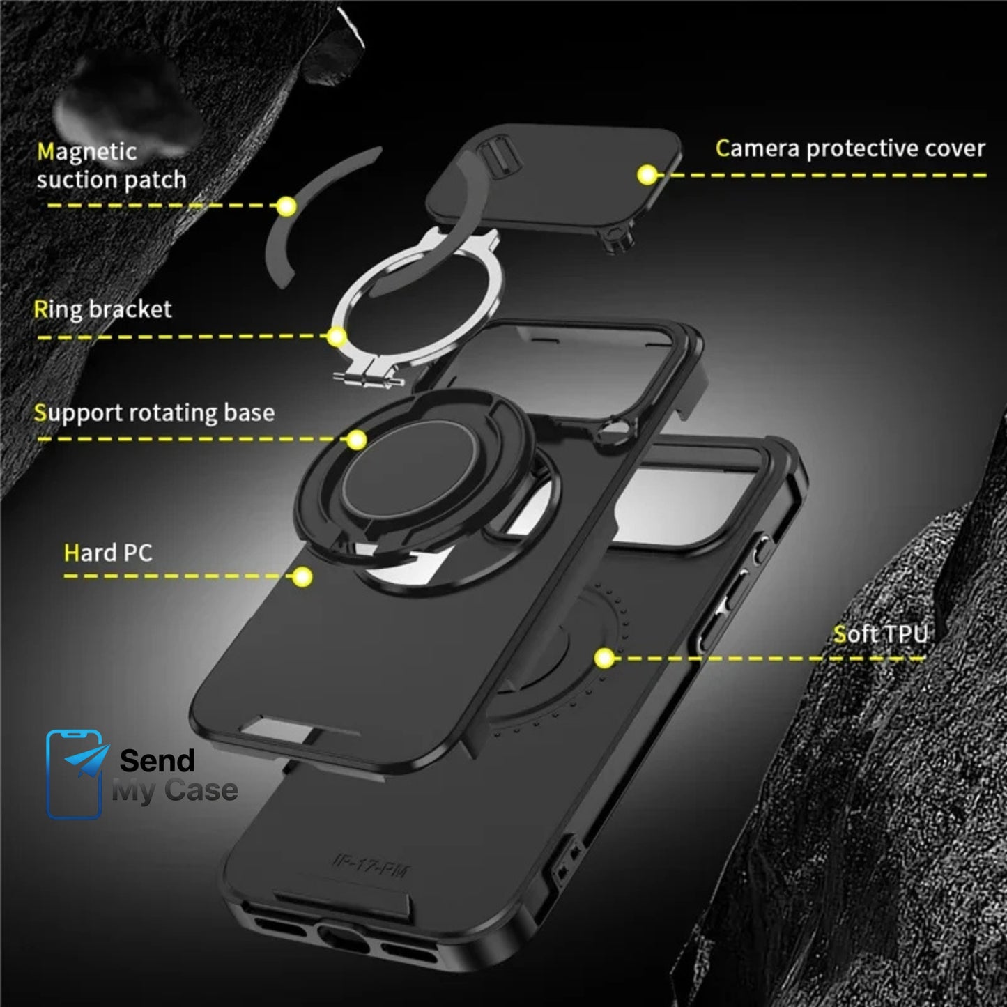 iPhone 17 Pro Max Magnetic Ring Kickstand Case