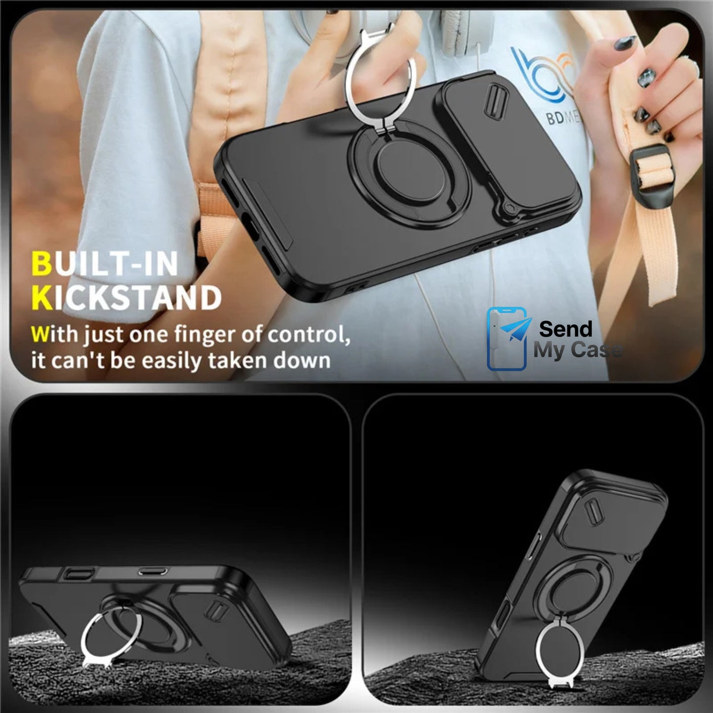 iPhone 17 Pro Max Magnetic Ring Kickstand Case