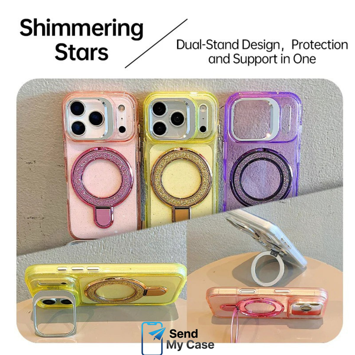 iPhone 17 Pro Max Glitter Magnetic Stand Case