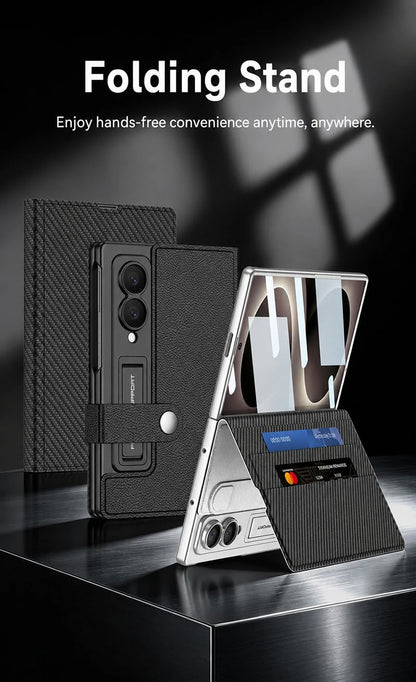 Galaxy Z Fold 8 Ultra Leather Kickstand Case