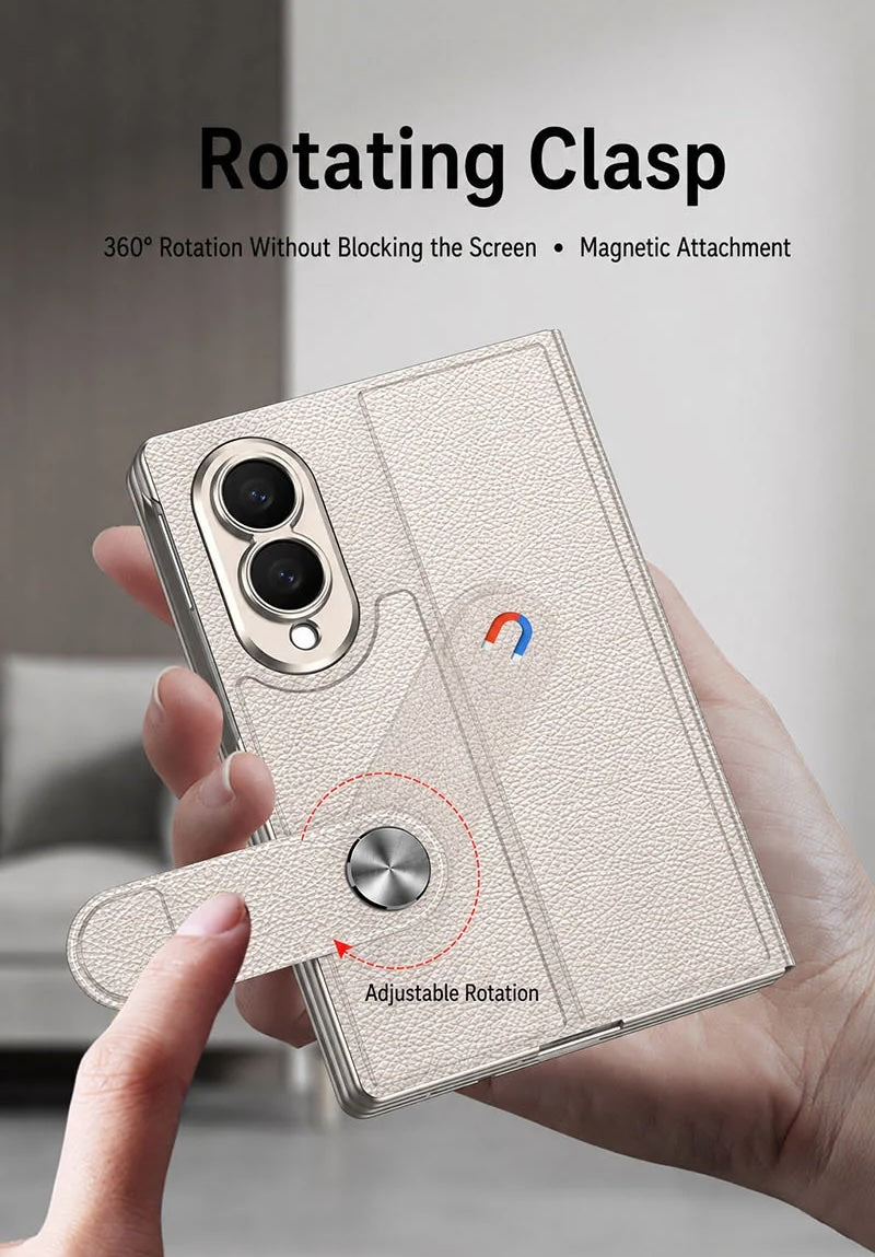 Galaxy Z Fold 8 Luxury Leather Kickstand Case