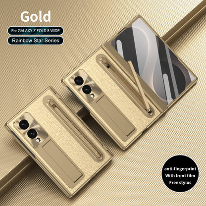 Leather Golden Electroplated Phone Case With Back Screen Glass and Stylus For Galaxy Z Fold 8
