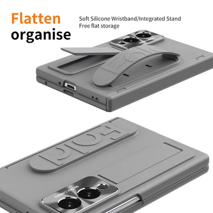 Armor Hinge Protective Phone Case Built-In Tempered Glass, Hidden Kickstand & Wrist Strap For Galaxy Z Fold 8