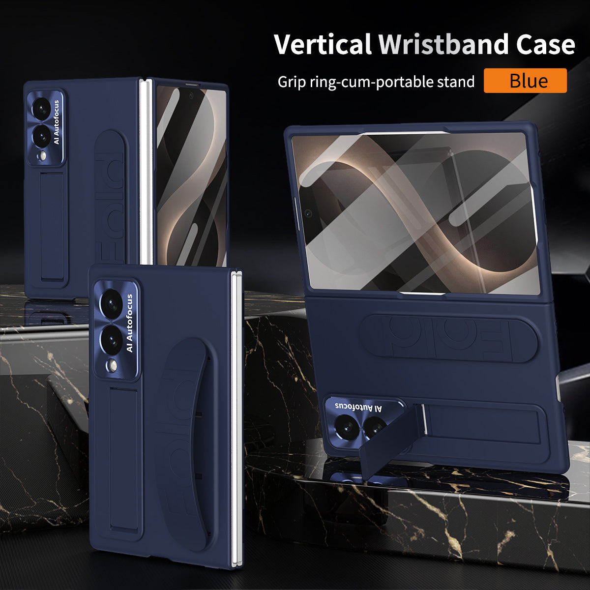 Armor Phone Case Built-In Tempered Glass, Hidden Kickstand & Wrist Strap For Galaxy Z Fold 8