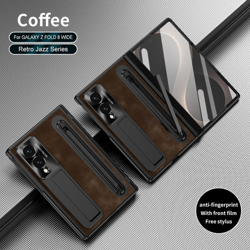 Jazz Retro Style Anyi-fall Protective Leather Phone Case For Galaxy Fold 8