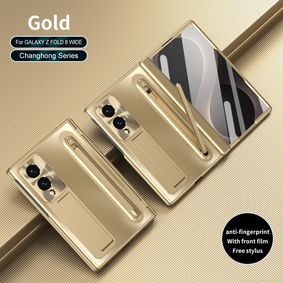Armor Electroplated Phone Case With Pen Tray & Stylus & Glass Film For Galaxy Z Fold 8