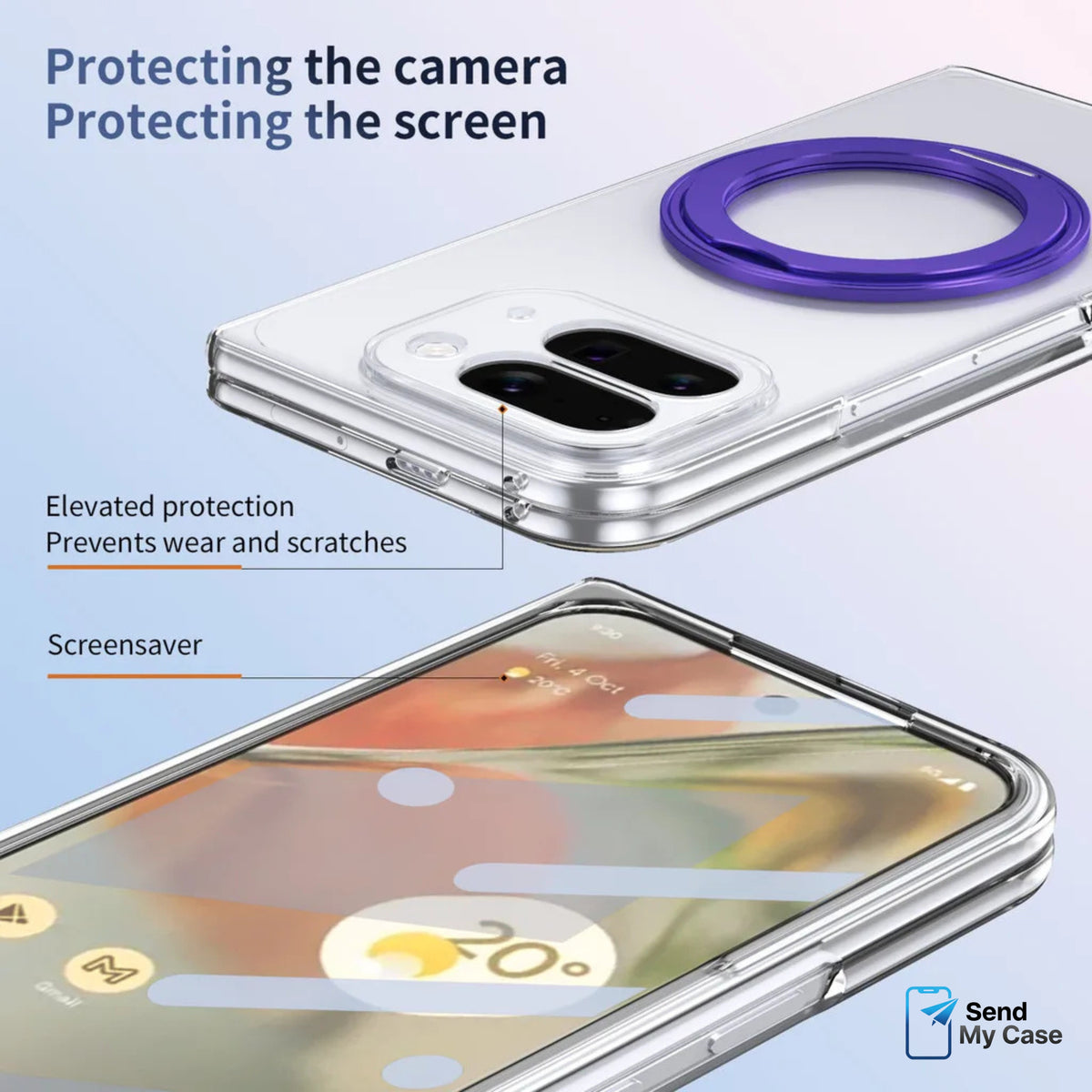 Clear Magnetic Kickstand Case for Google Pixel 10 Pro Fold