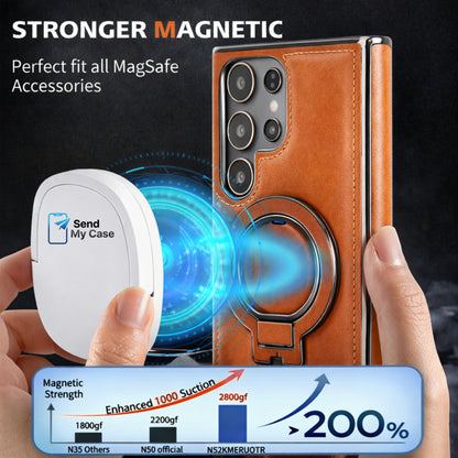 Galaxy S24 Ultra MagSafe Ring Stand Leather Case