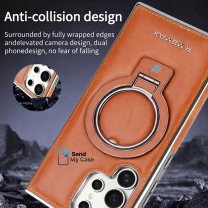 Galaxy S24 Ultra MagSafe Ring Stand Leather Case