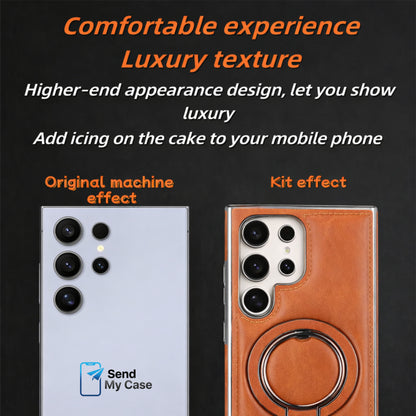 Galaxy S24 Ultra MagSafe Ring Stand Leather Case