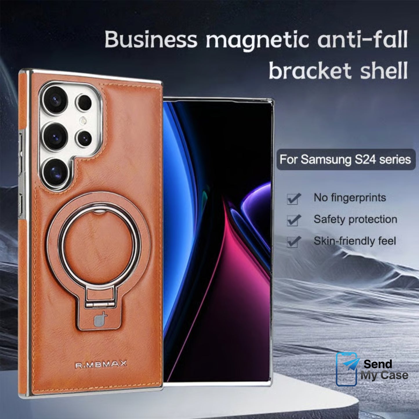 Galaxy S24 Ultra MagSafe Ring Stand Leather Case