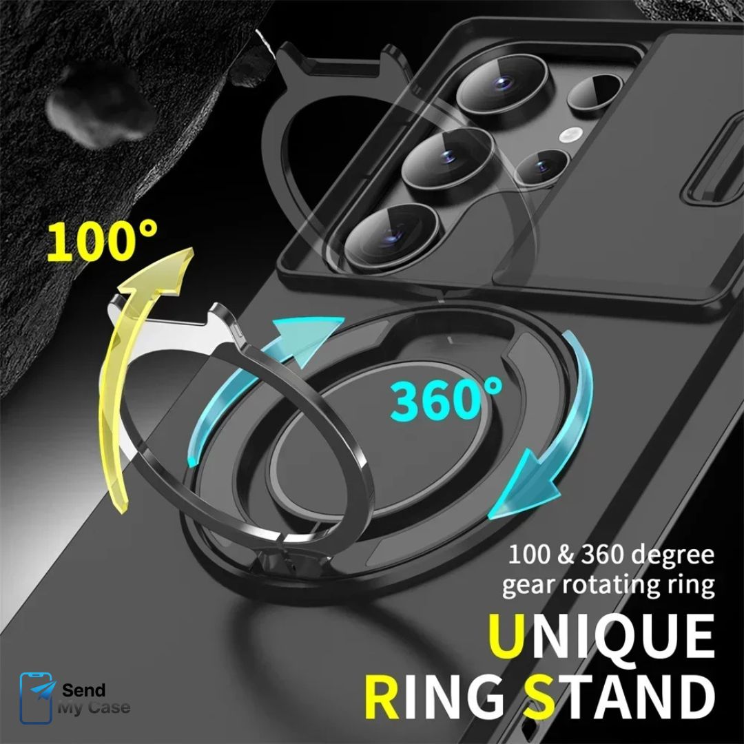 Galaxy S26 Ultra Magnetic Kickstand Armor Case With Slide Camera Cover