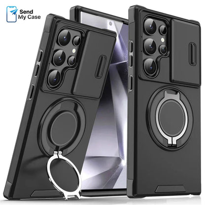 Galaxy S26 Ultra Magnetic Kickstand Armor Case With Slide Camera Cover